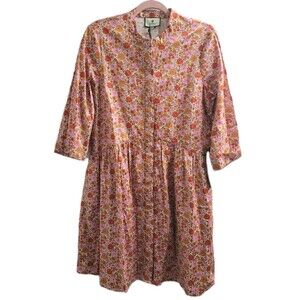 NWT Tuckernuck Royal Poplin Floral Midi Shirt Dress M Cotton Stretch Preppy